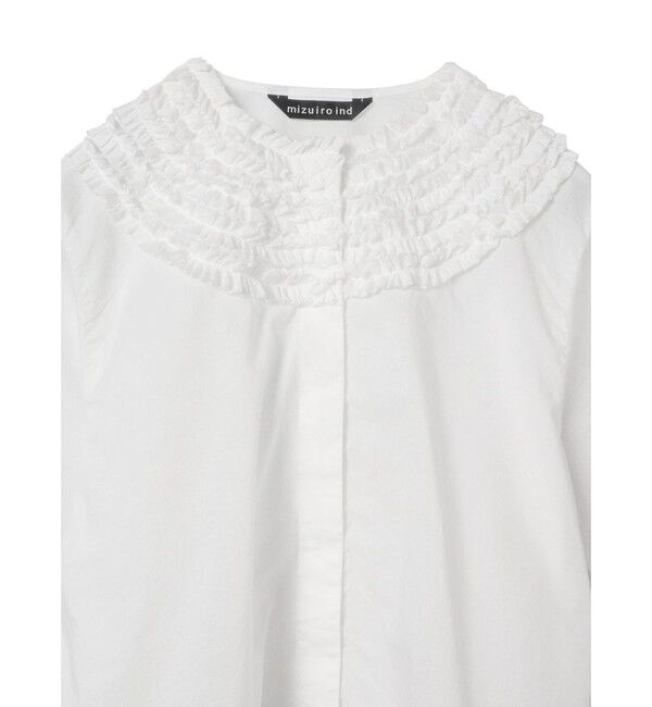 mizuiro ind「mizuiro ind フリルデザインクルーネックシャツ」|シャツ・ブラウス|