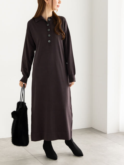 Te chichi「ニットポロワンピース《2025Autumn catalog vol.2 item》」|ワンピース|チャコールグレー