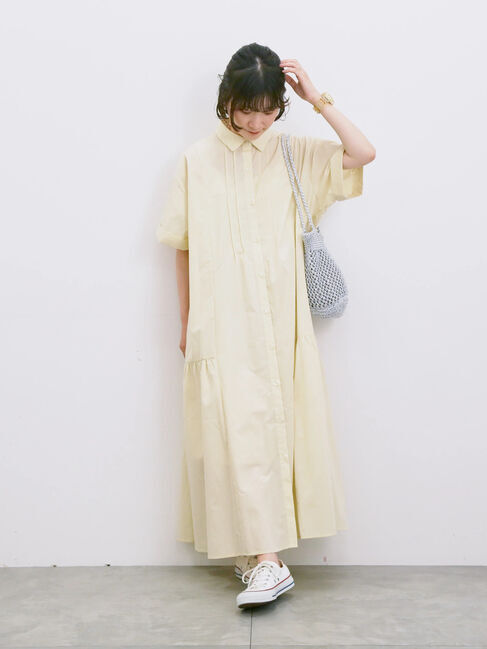 Samansa Mos2 blue「◎サイドギャザーシャツワンピース」|ワンピース|