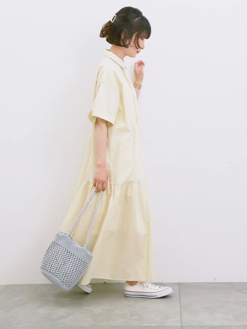 Samansa Mos2 blue「◎サイドギャザーシャツワンピース」|ワンピース|