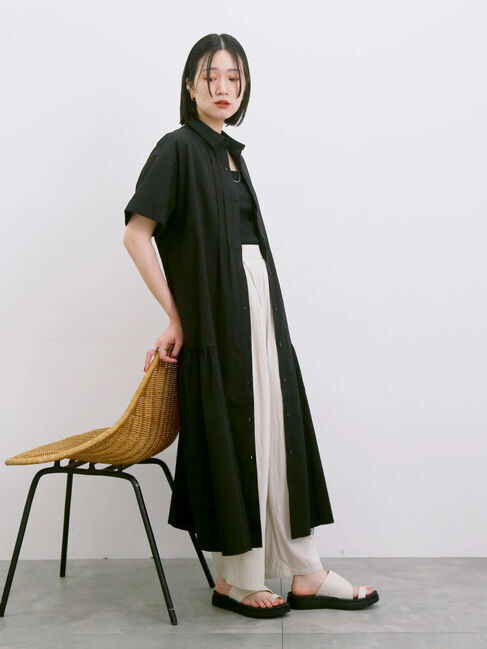 Samansa Mos2 blue「◎サイドギャザーシャツワンピース」|ワンピース|