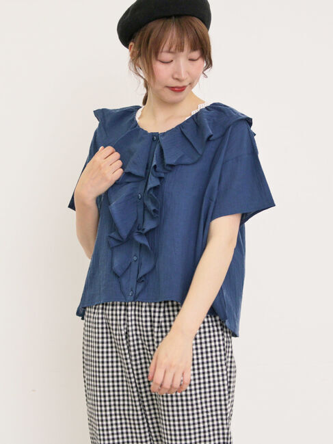 Samansa Mos2「フリルカラーブラウス」|シャツ・ブラウス|