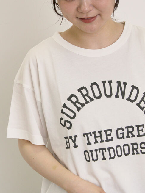 Samansa Mos2「【オーガニックコットン】ロゴプリントTシャツ」|Tシャツ・カットソー|