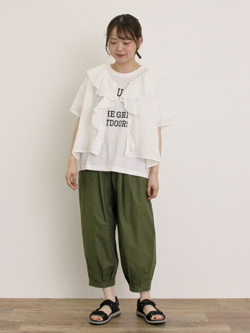 Samansa Mos2「【オーガニックコットン】ロゴプリントTシャツ」|Tシャツ・カットソー|