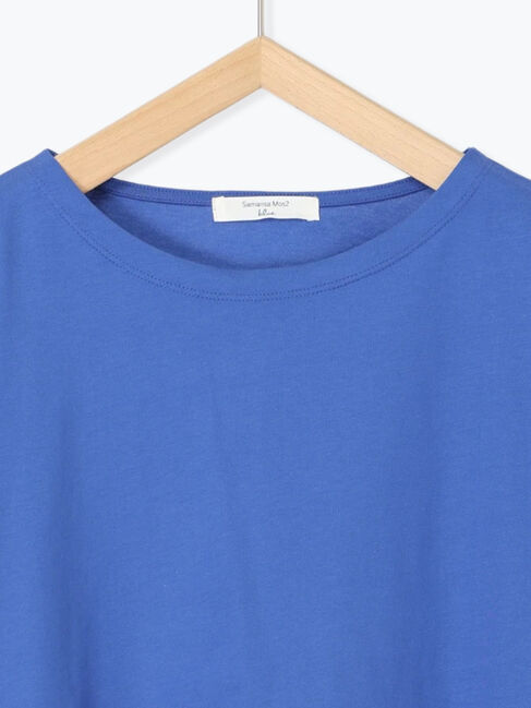 Samansa Mos2 blue「ツイストスリーブTシャツ」|Tシャツ・カットソー|