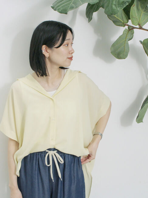 Samansa Mos2 blue「【接触冷感】ポンチョブラウス」|シャツ・ブラウス|