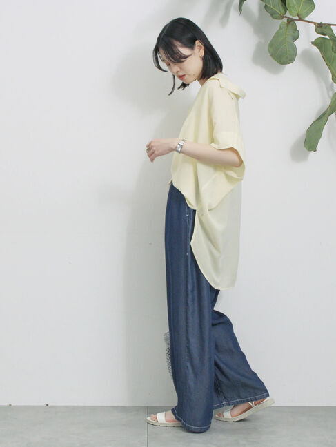 Samansa Mos2 blue「【接触冷感】ポンチョブラウス」|シャツ・ブラウス|