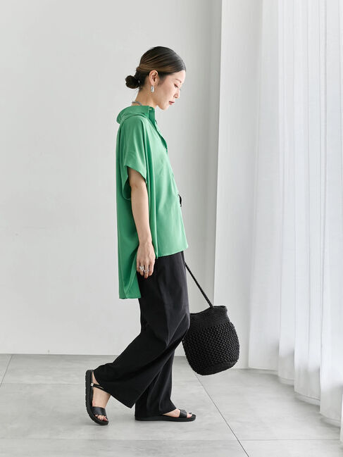 Samansa Mos2 blue「【接触冷感】ポンチョブラウス」|シャツ・ブラウス|