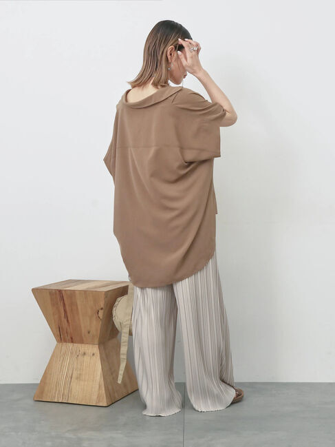 Samansa Mos2 blue「【接触冷感】ポンチョブラウス」|シャツ・ブラウス|