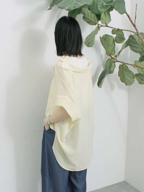 Samansa Mos2 blue「【接触冷感】ポンチョブラウス」|シャツ・ブラウス|