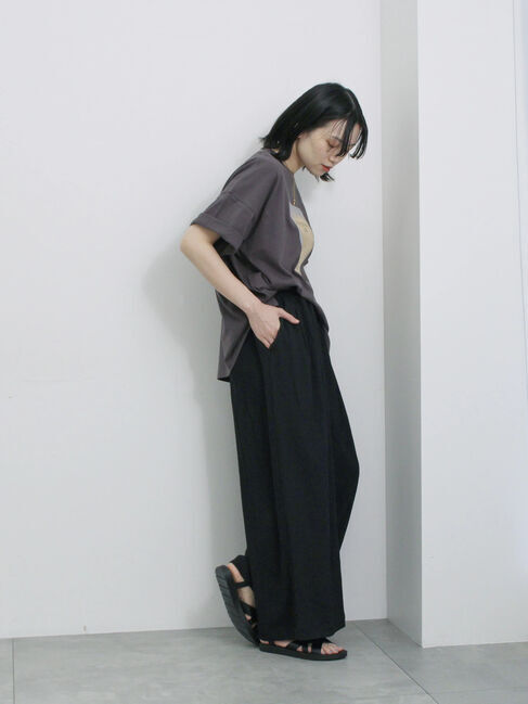 Samansa Mos2 blue「楊柳ハイウエストパンツ」|その他|