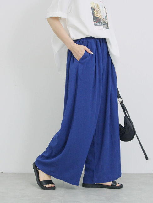 Samansa Mos2 blue「楊柳ハイウエストパンツ」|その他|