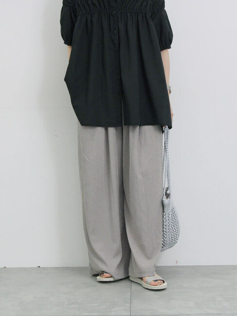 Samansa Mos2 blue「楊柳ハイウエストパンツ」|その他|