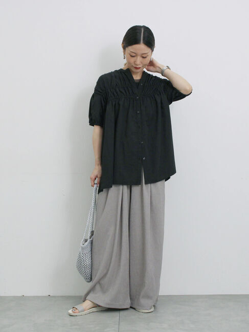 Samansa Mos2 blue「楊柳ハイウエストパンツ」|その他|