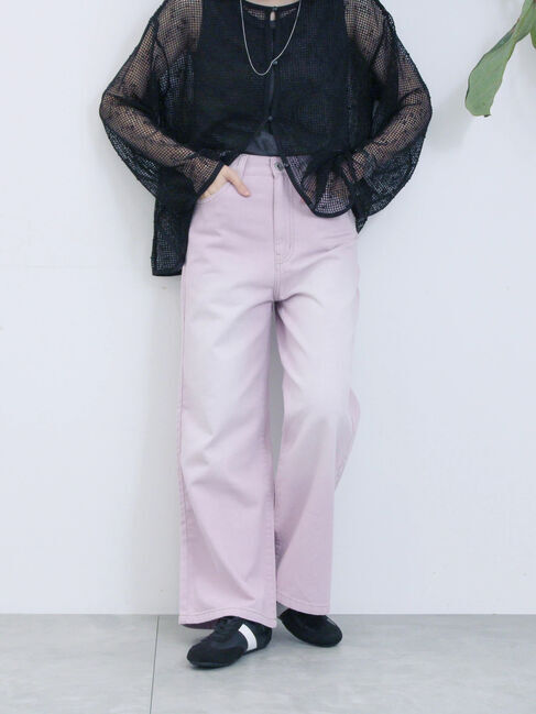 Samansa Mos2 blue「【ECO DENIM 】 ワイドストレートパンツ」|その他|ピンク