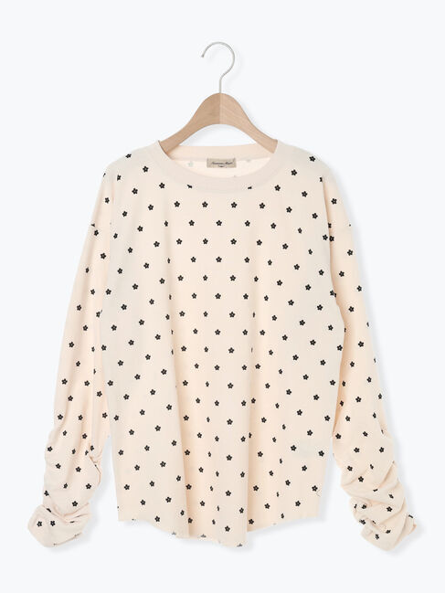 Samansa Mos2「リップル柄アソート袖シャーリングカットソー」|Tシャツ・カットソー|