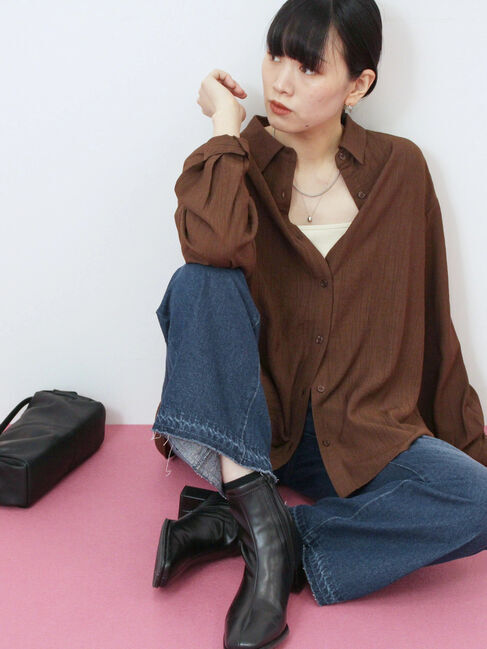 Samansa Mos2 blue「楊柳レギュラーシャツ」|シャツ・ブラウス|