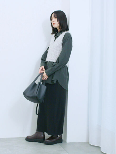 Samansa Mos2 blue「◎マットサテンタックシャツ」|シャツ・ブラウス|