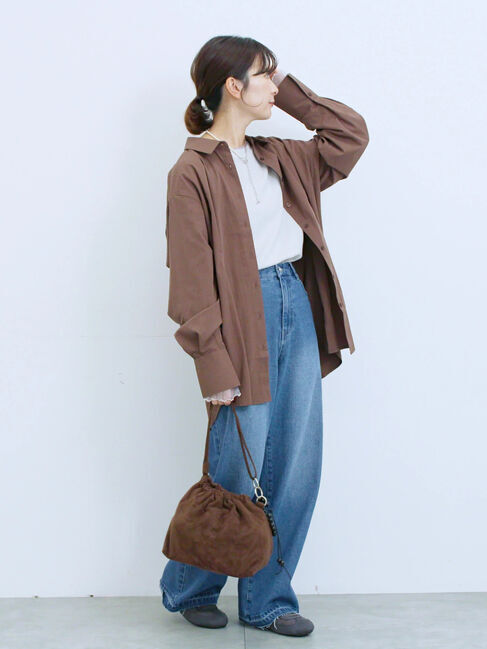 Samansa Mos2 blue「◎マットサテンタックシャツ」|シャツ・ブラウス|