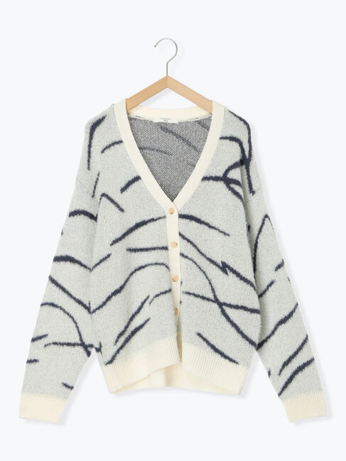 Samansa Mos2 blue「◎ニュアンス柄ニットCD」|カーディガン|