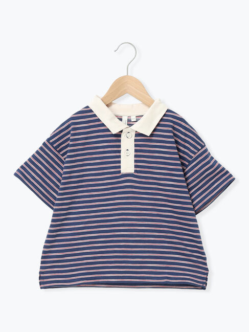 Samansa Mos2 Lagom「マルチボーダーポロシャツ」|Tシャツ・カットソー|ネイビー