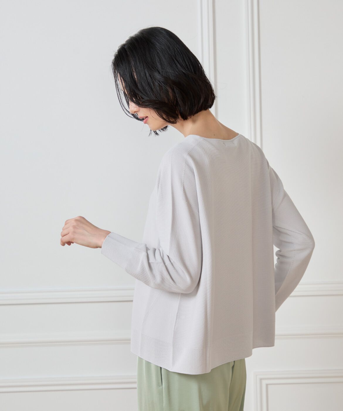 7-IDconcept.「《大きいサイズ》 ホールガーメントボートネックニット《Cuoo PLUS》」|ニット・セーター|