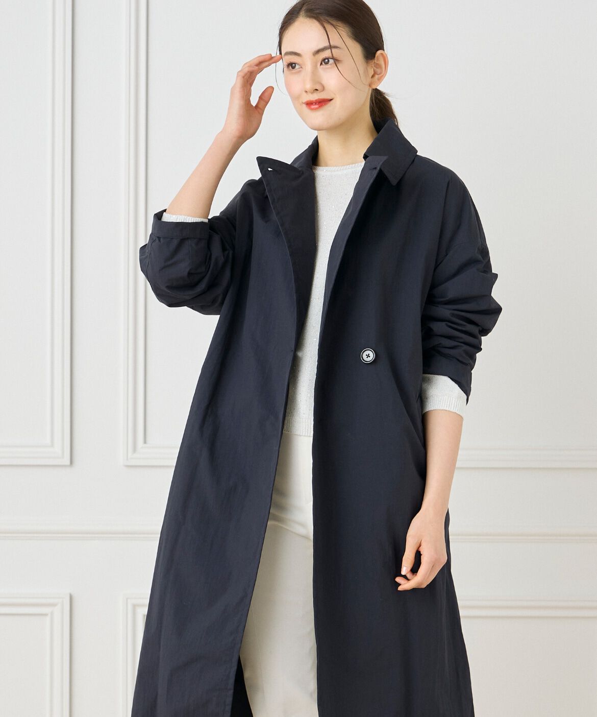 7-IDconcept.「ナイロンタッサートレンチコート」|トレンチコート|ネイビー