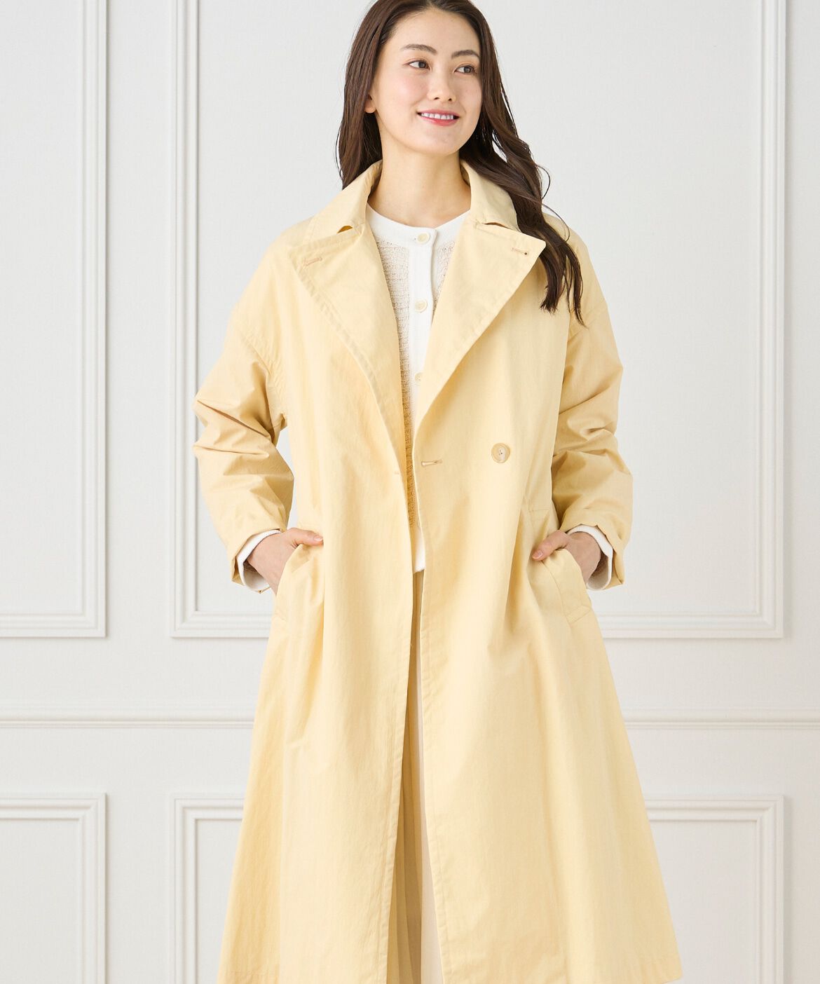 7-IDconcept.「ナイロンタッサートレンチコート」|トレンチコート|イエロー