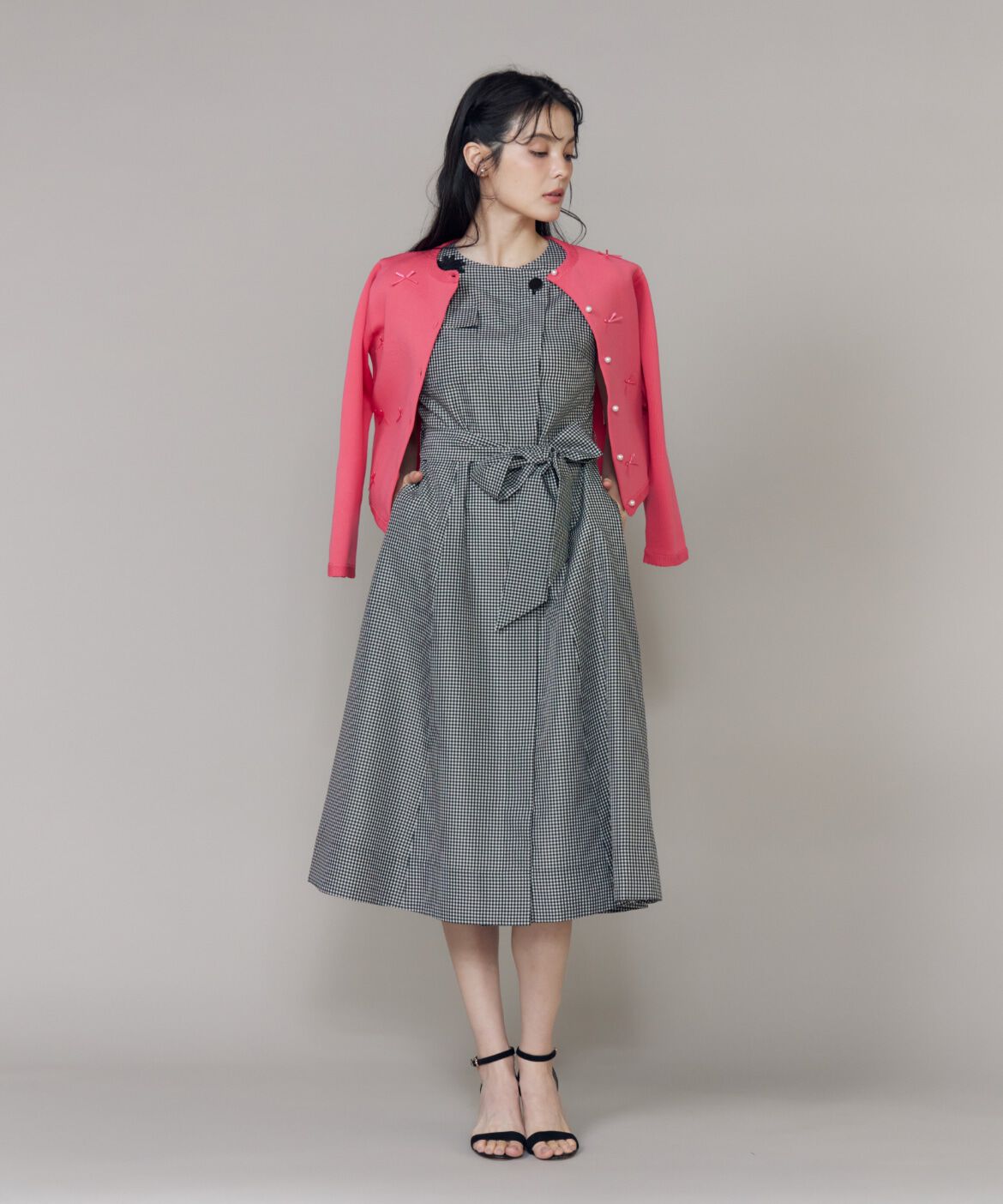 Maglie le cassetto「《大きいサイズ》サテンリボンニットジャケット」|その他|