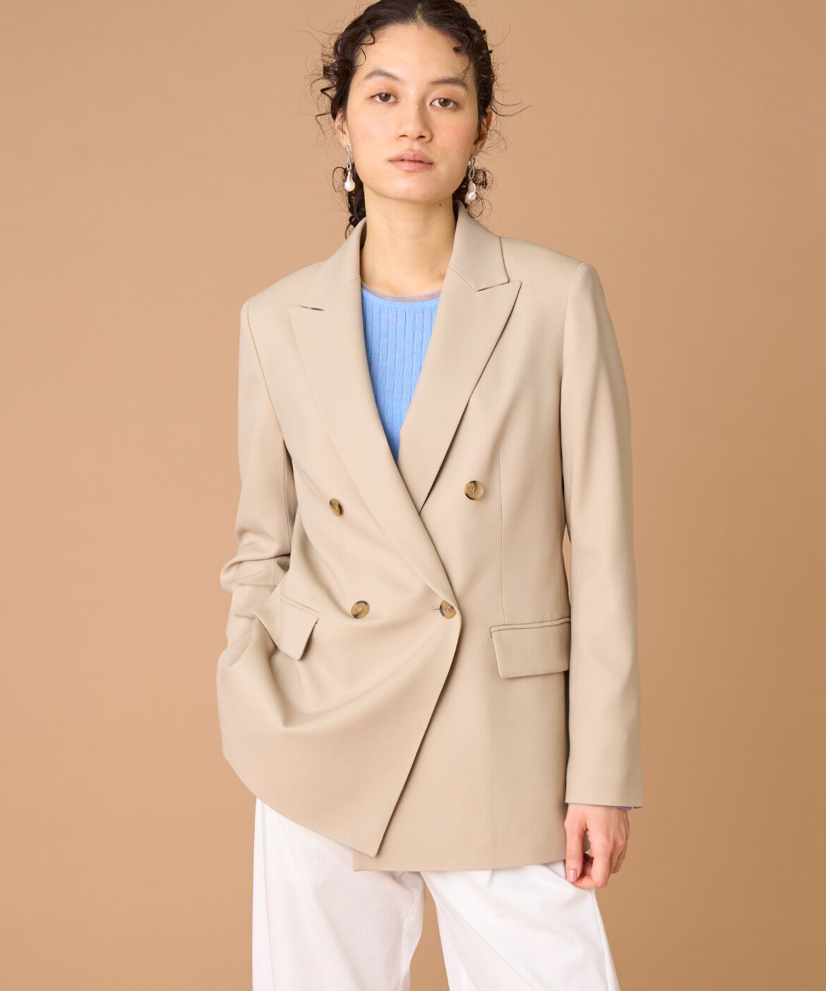 INED「《大きいサイズ》ダブルブレストジャケット」|テーラードジャケット|