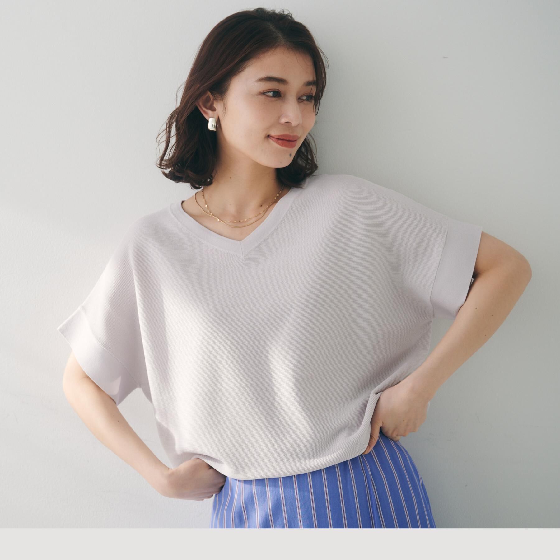 UNTITLED「【12色展開/体型カバー/2way】バウンドスリーブニット」|ニット・セーター|