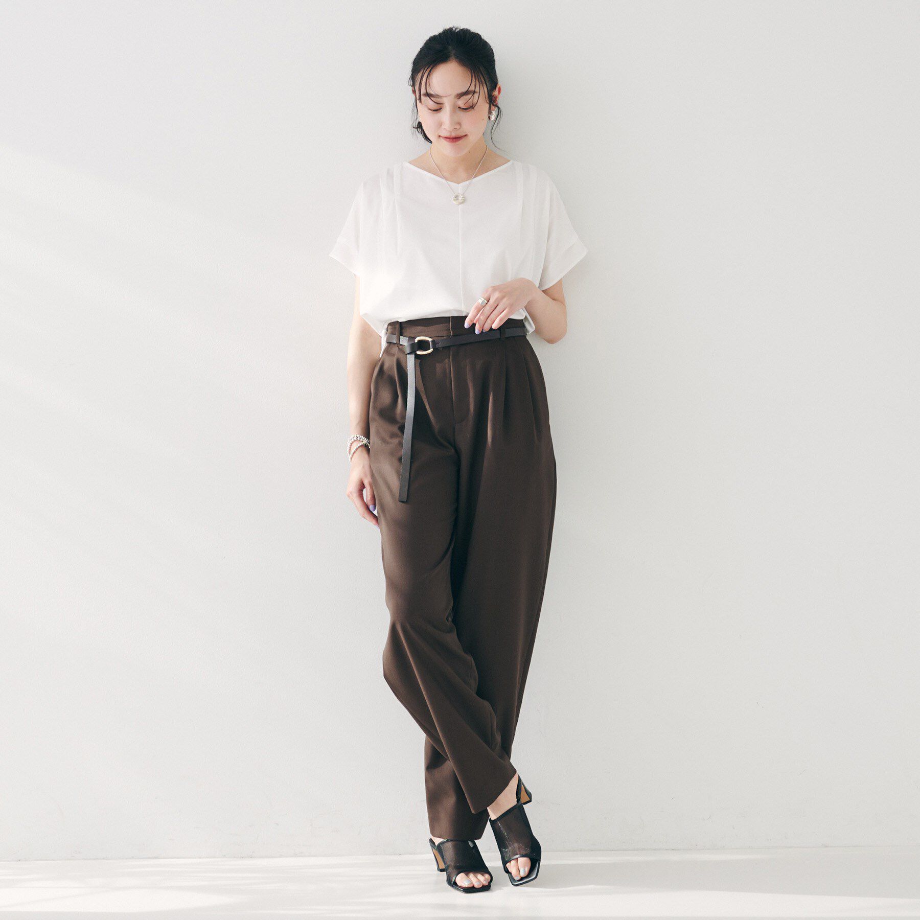 UNTITLED「【洗える】タック入りフレンチスリーブプルオーバー」|Tシャツ・カットソー|