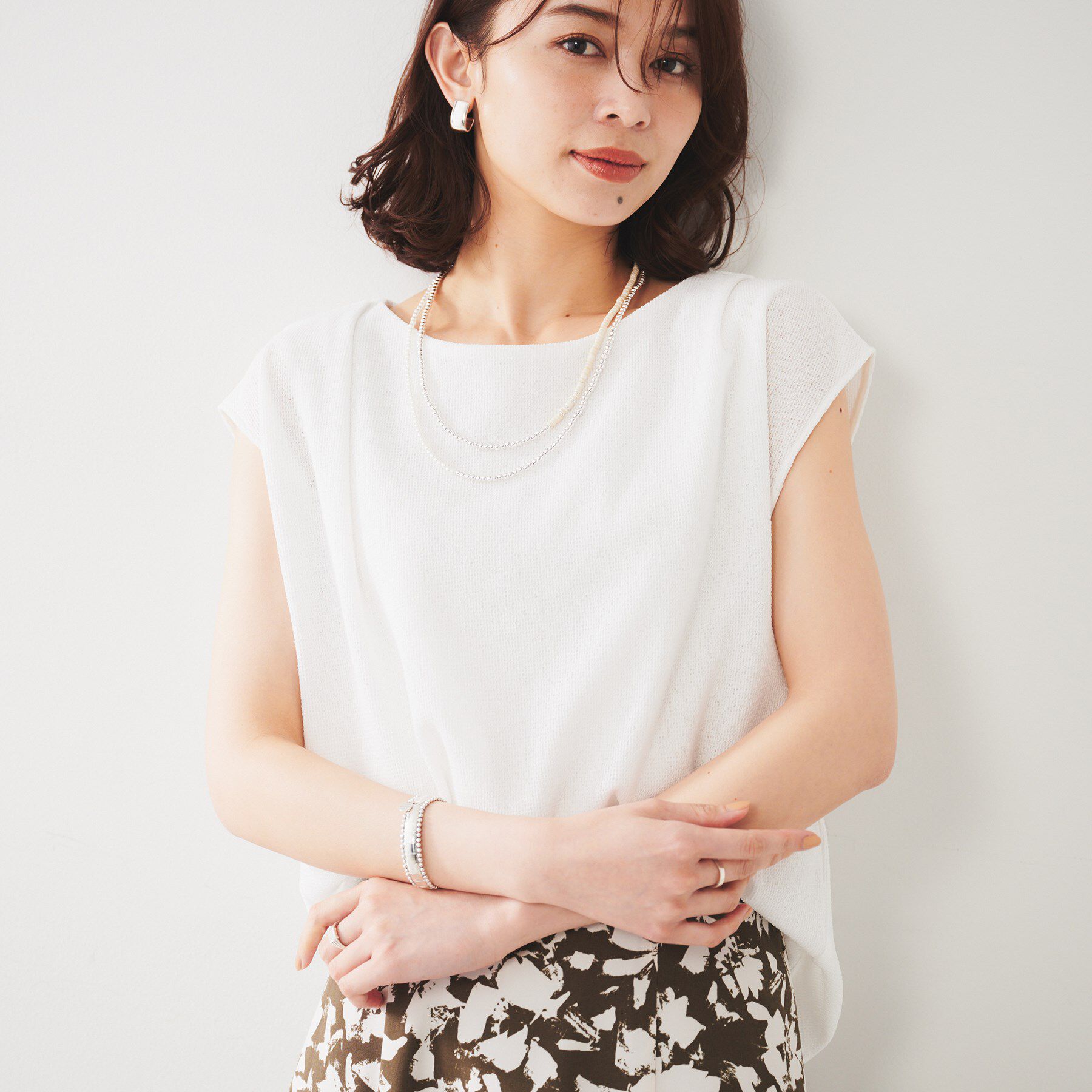 UNTITLED「【ジャージ素材】インナードッキングシアーカットソー」|Tシャツ・カットソー|