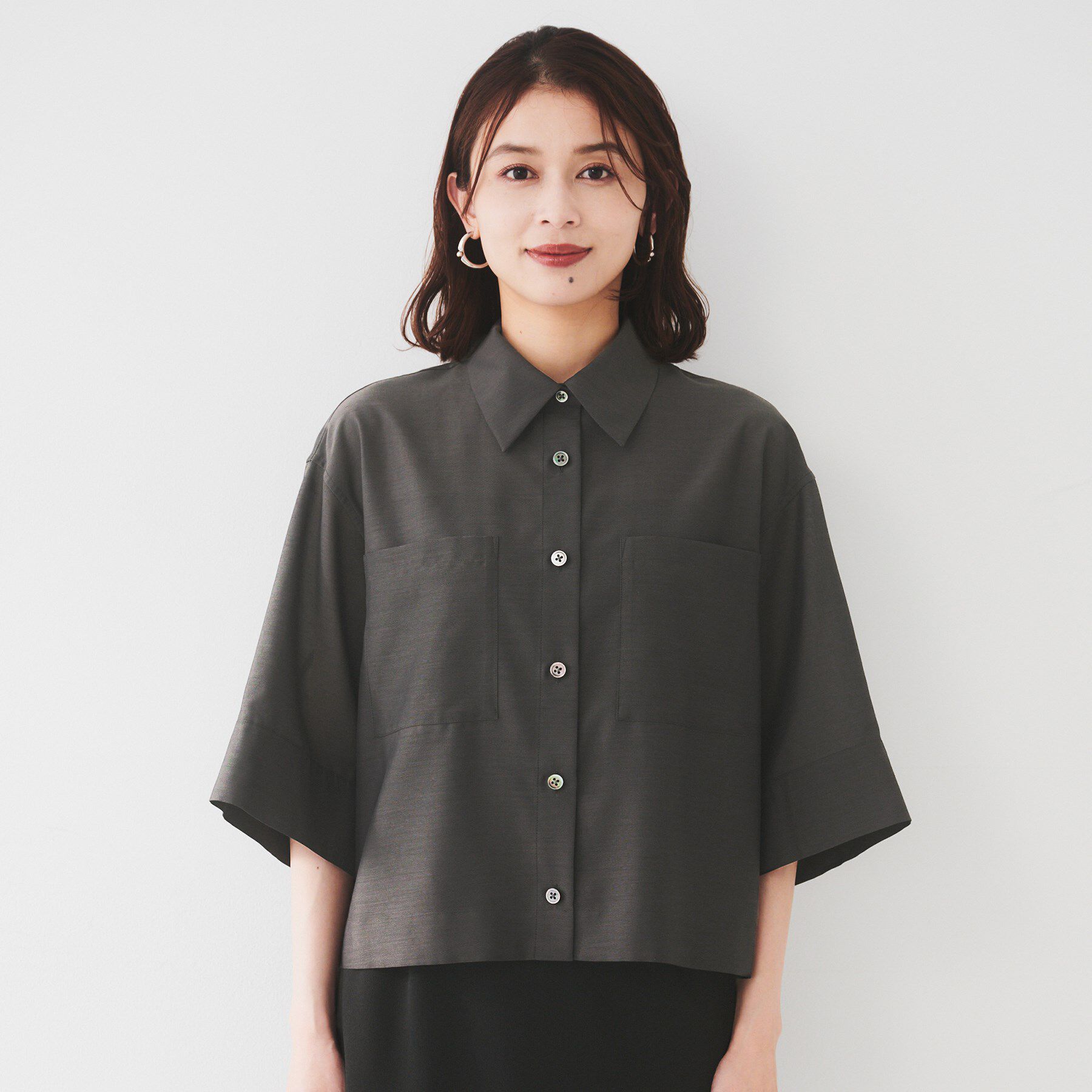 UNTITLED「【前開き/洗える】ショート丈シアーシャツ」|シャツ・ブラウス|
