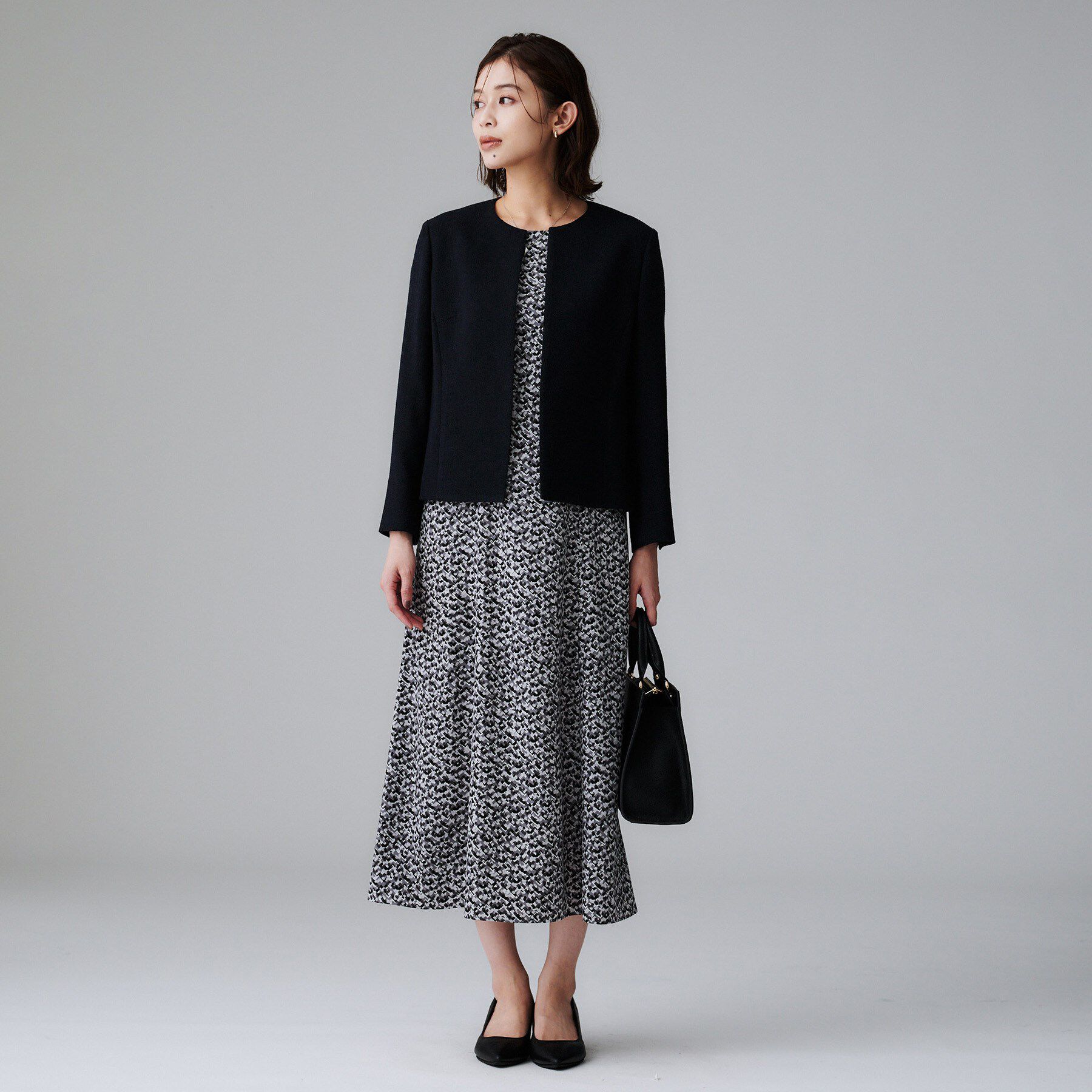 UNTITLED「【短丈/日本製】カラミ風メッシュ ノーカラージャケット」|ノーカラージャケット|