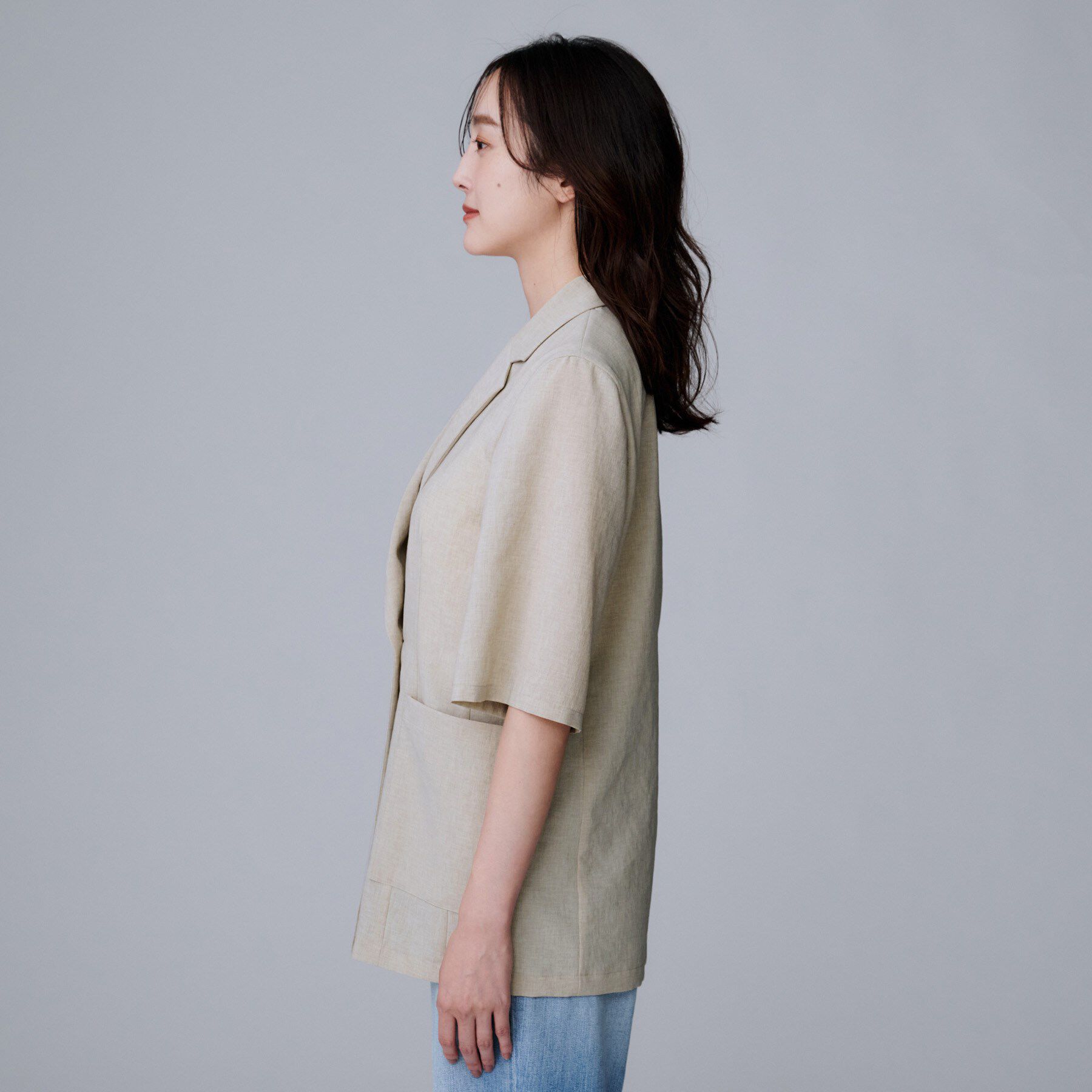 UNTITLED「【吸水速乾/洗える】ハーフスリーブジャケット」|テーラードジャケット|