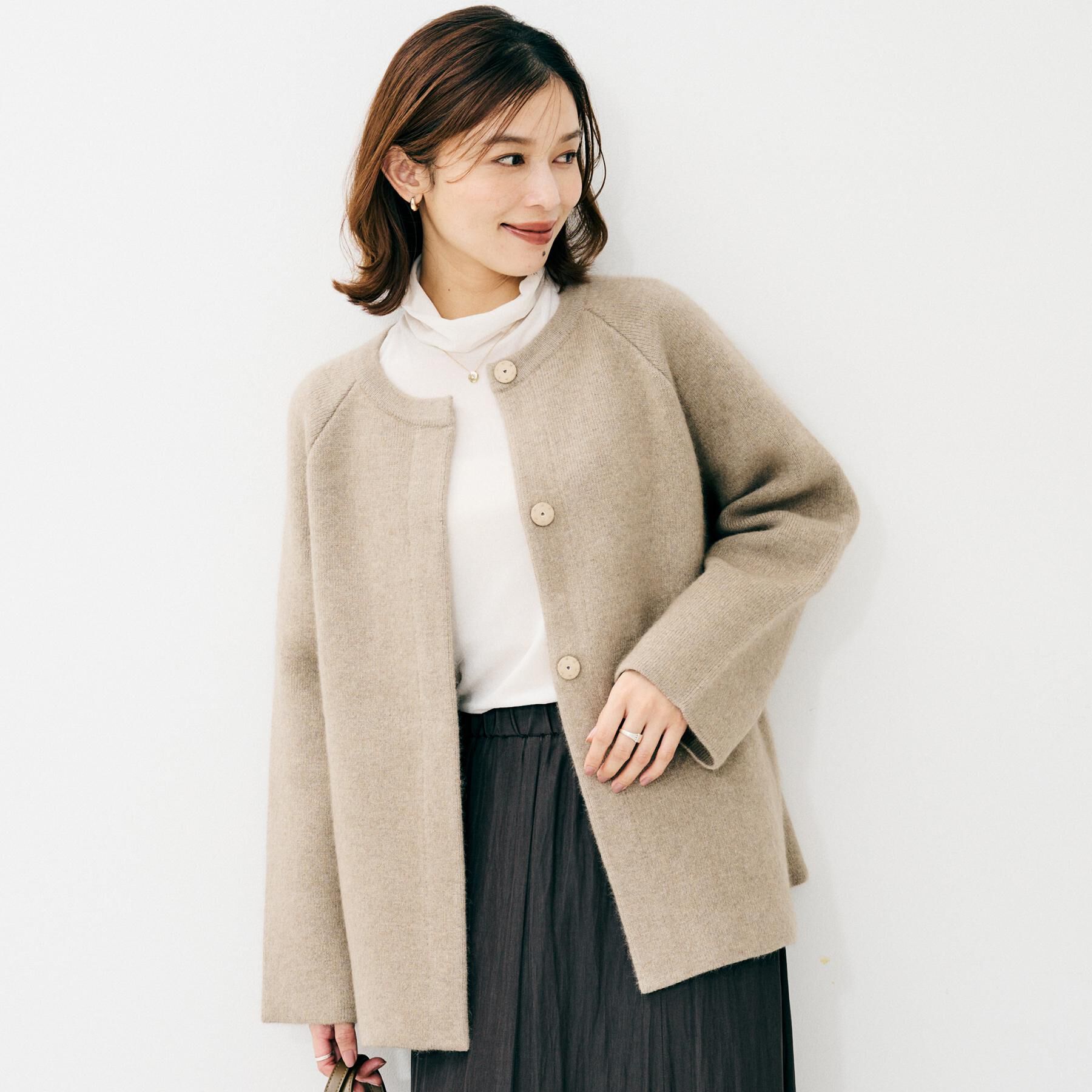 UNTITLED「【軽アウター/ミドル丈】ウールニットコーディガン」|カーディガン|