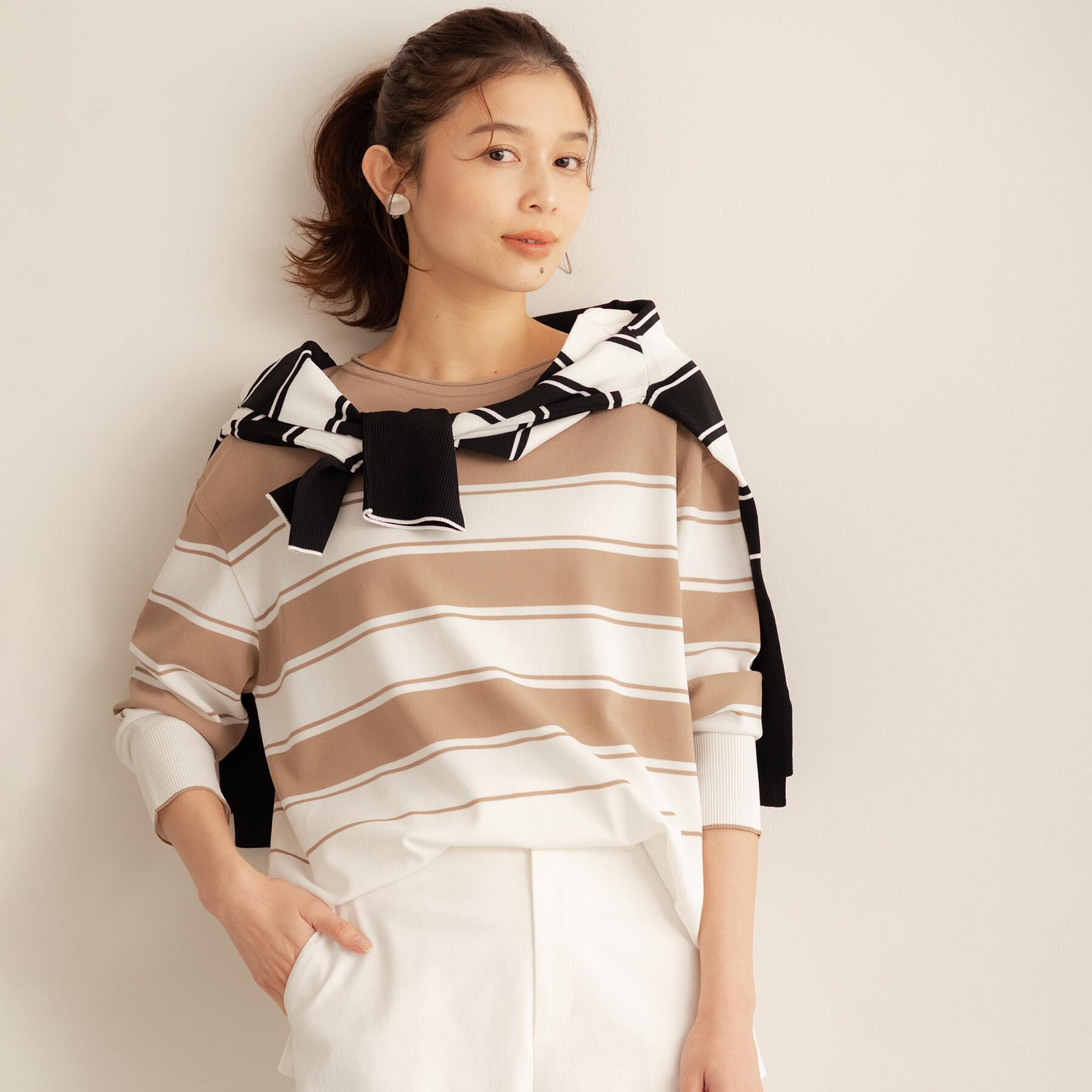 UNTITLED「【洗える/ゆったり】ボーダーボートネックニット」|ニット・セーター|