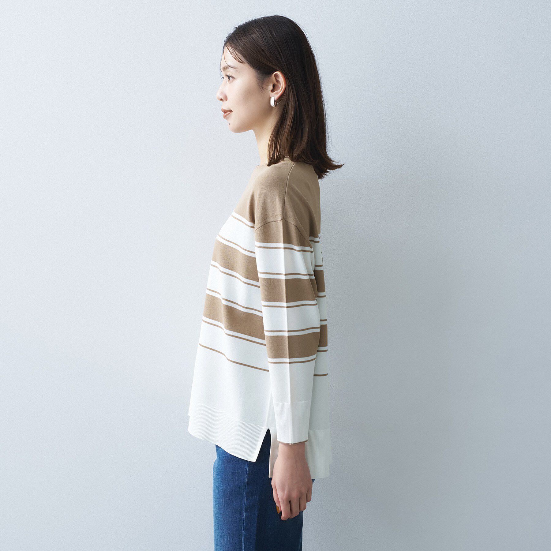 UNTITLED「【洗える/ゆったり】ボーダーボートネックニット」|ニット・セーター|