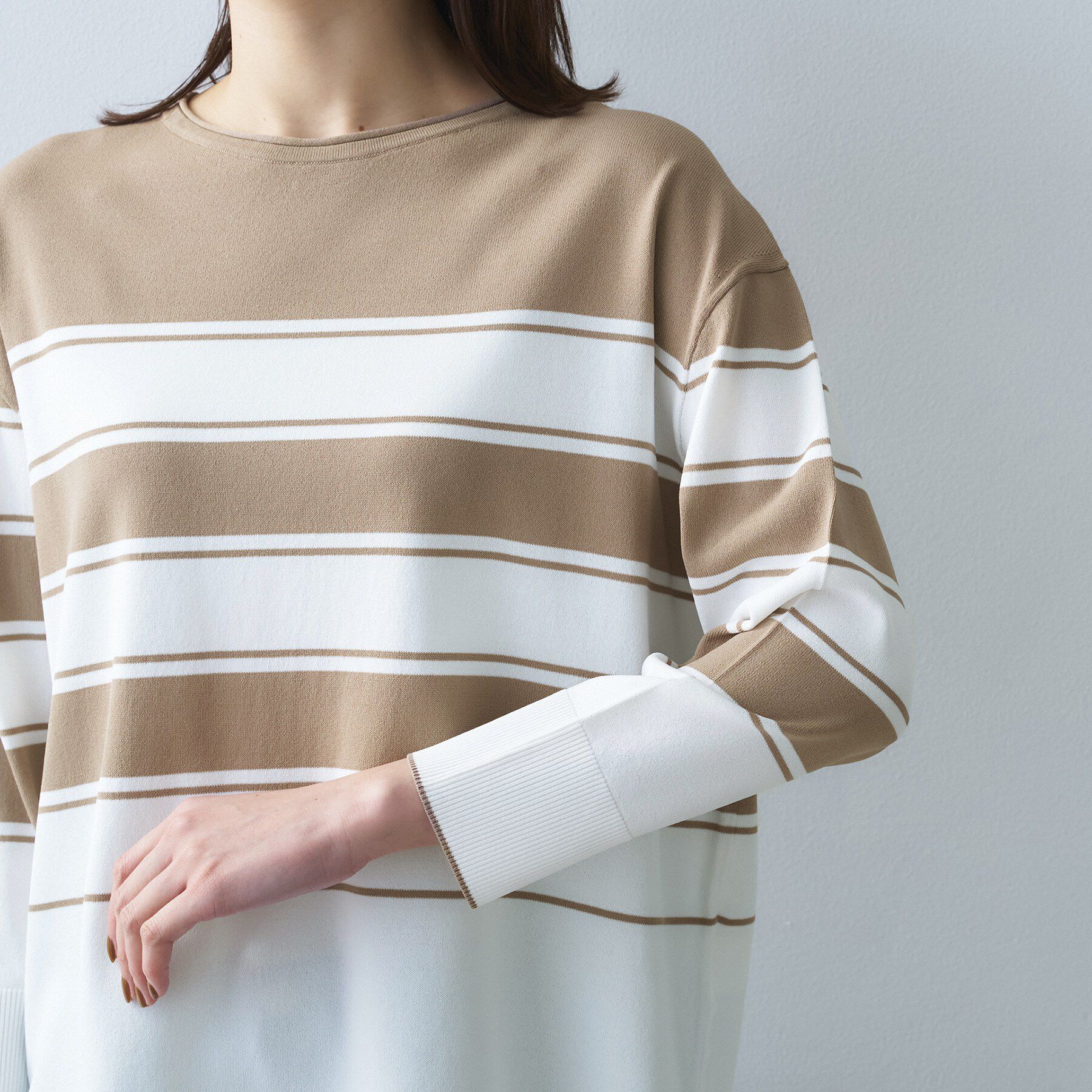 UNTITLED「【洗える/ゆったり】ボーダーボートネックニット」|ニット・セーター|