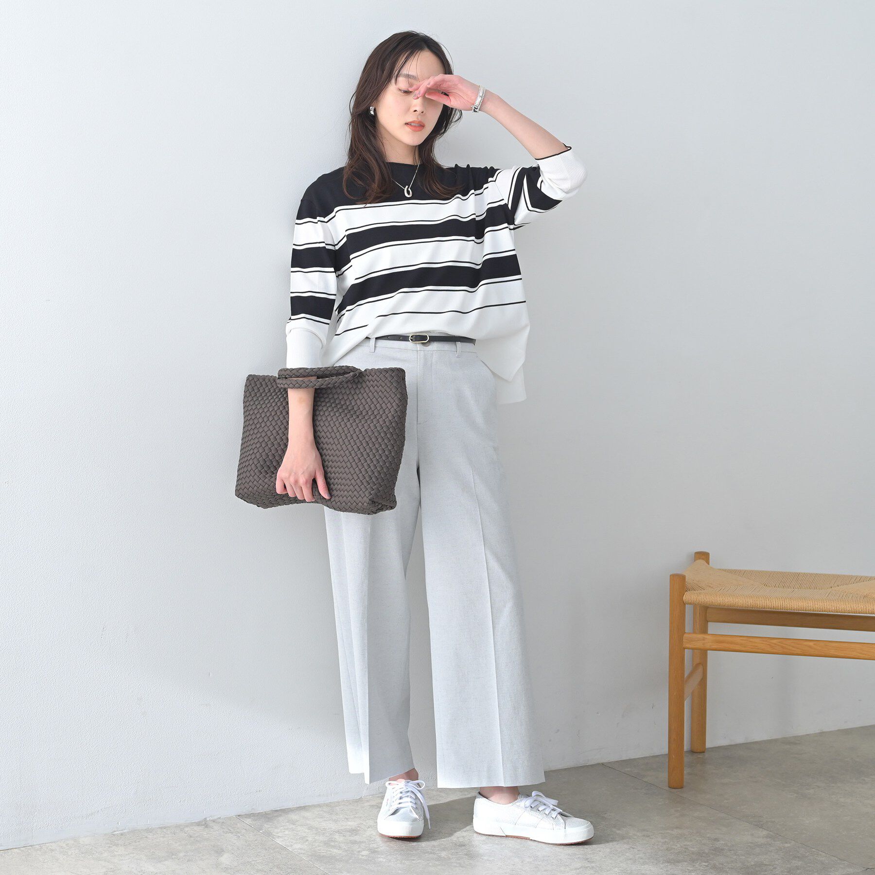 UNTITLED「【洗える/ゆったり】ボーダーボートネックニット」|ニット・セーター|