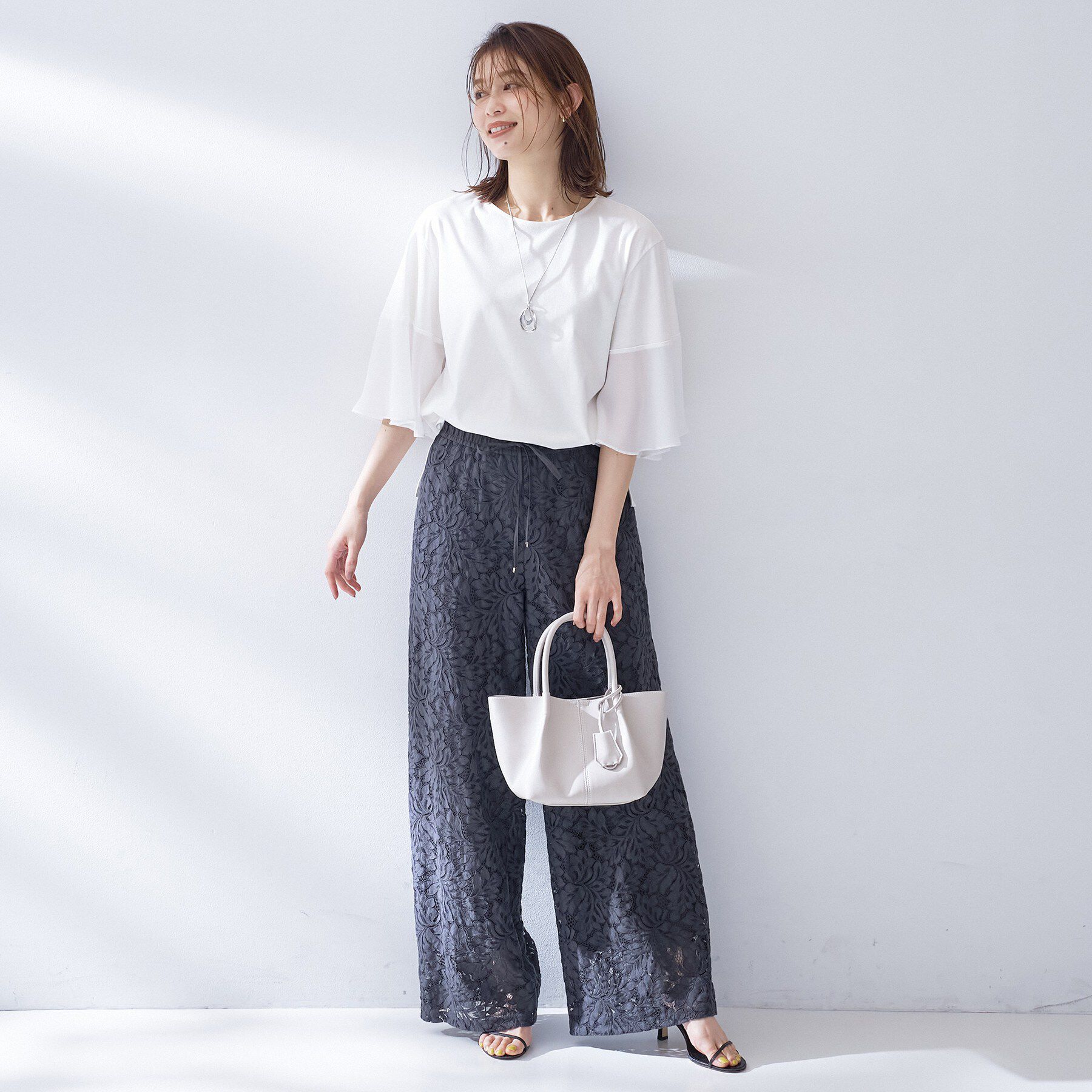 UNTITLED「【洗える／袖シアー／Tシャツ風】袖シアープルオーバー」|Tシャツ・カットソー|