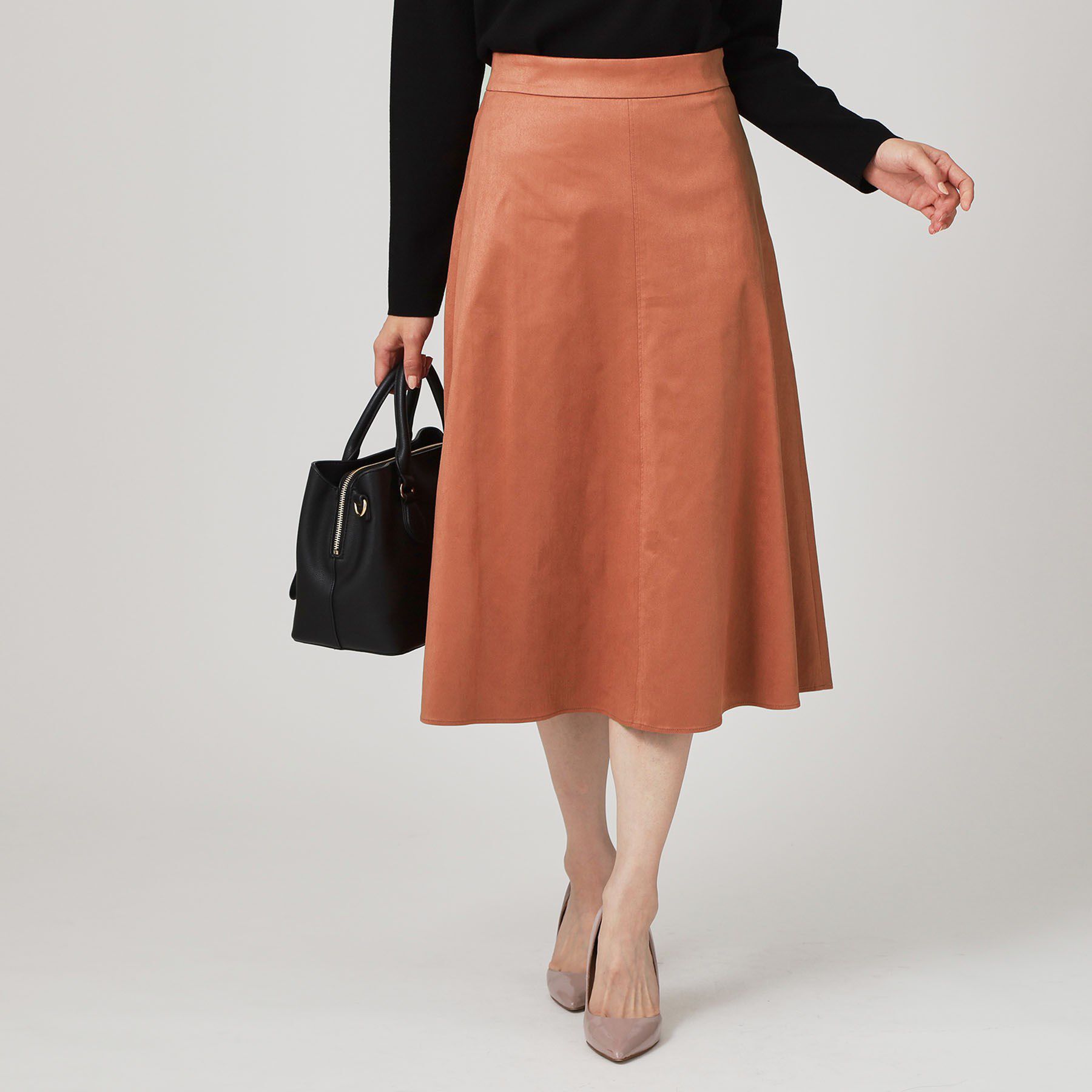 COUP DE CHANCE「【手洗い可／日本製／セットアップ可】スェード調素材フレアスカート」|スカート|