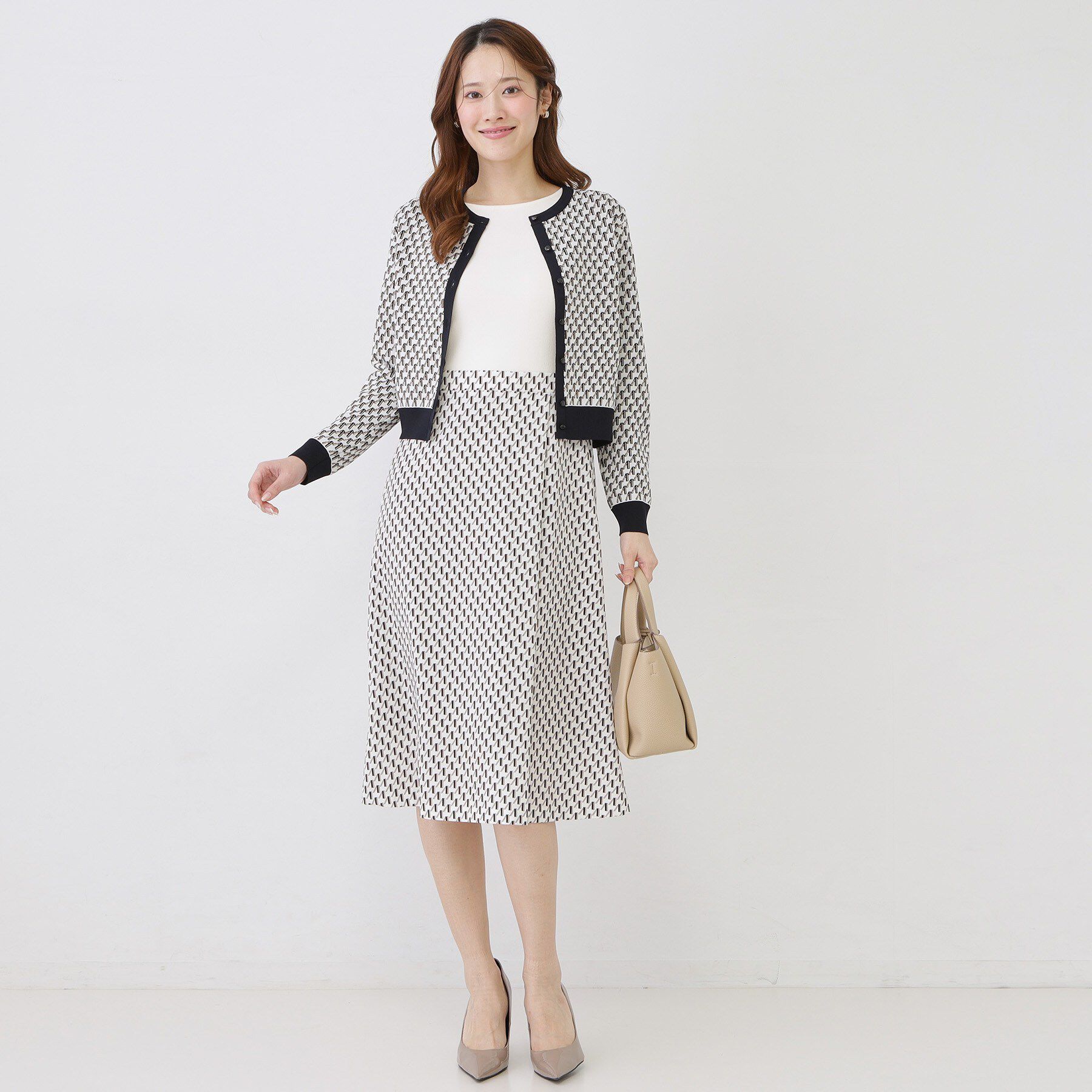 COUP DE CHANCE「【手洗い可／幾何柄】ショート丈カーディガン」|カーディガン|