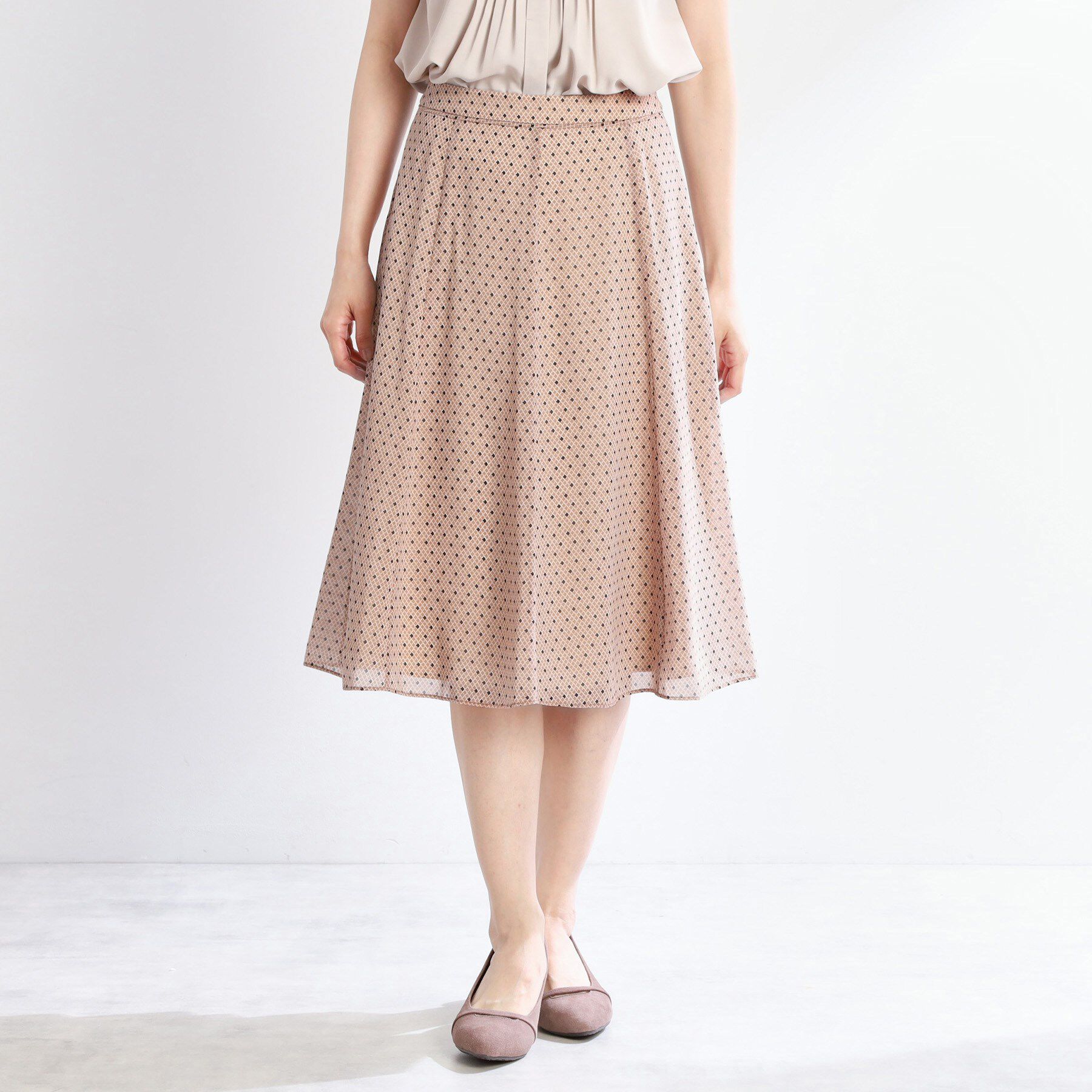 Reflect「【マシンウォッシュ可／セットアップ可】コツキ柄プリントフレアスカート」|スカート|