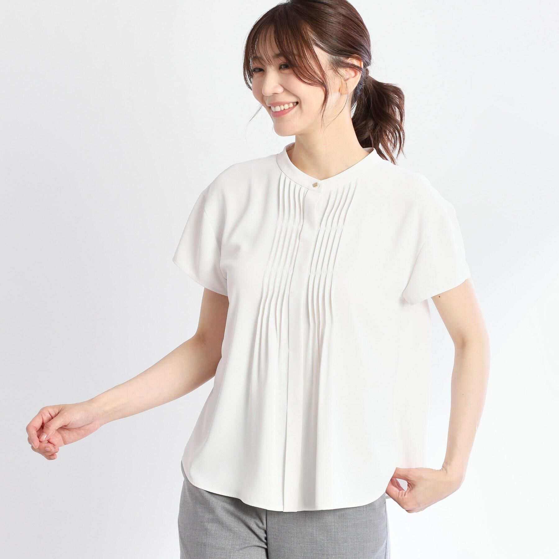 Reflect「【インナーに◎／すっきり見え！長め丈】タックデティールブラウス」|シャツ・ブラウス|