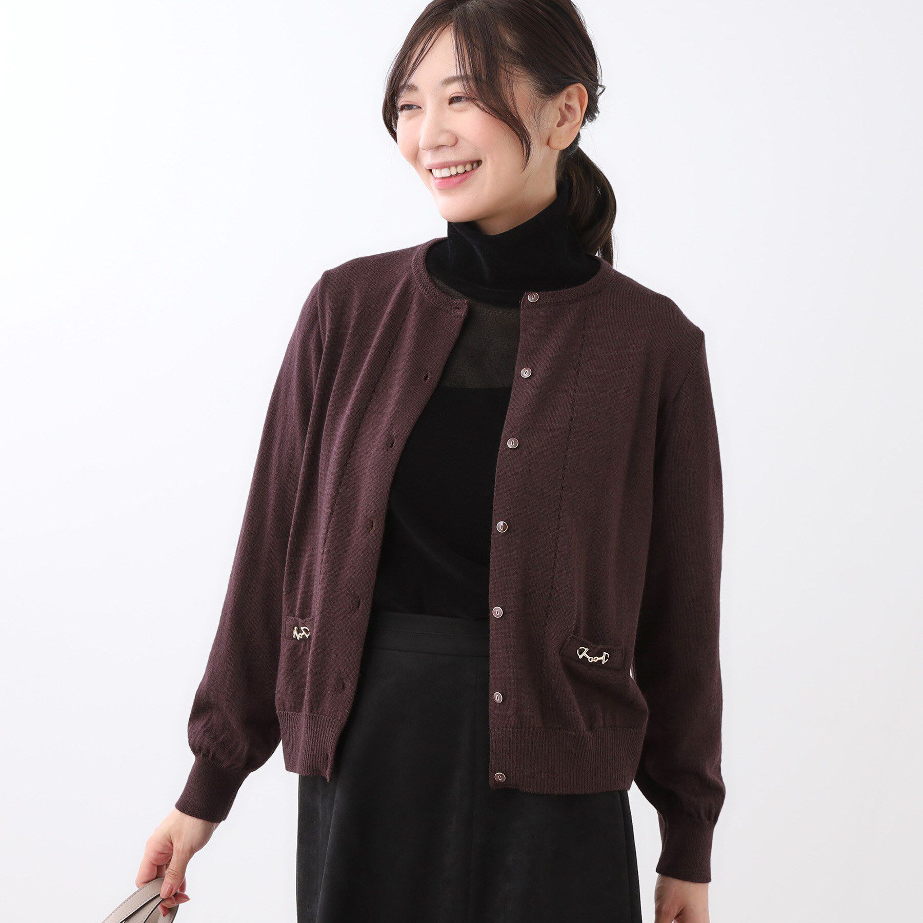 Reflect「【WEB先行カラーあり／軽い羽織に◎／アンサンブル可】透かし柄カーディガン」|カーディガン|