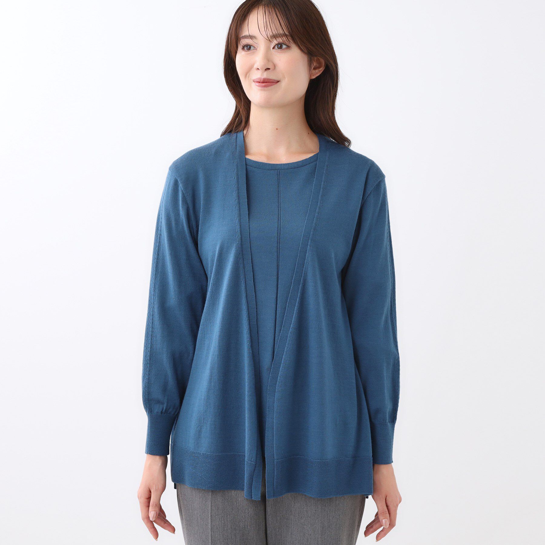 Reflect「【ちくちくしない／アンサンブル可／通勤におすすめ◎】オフボディ着流しカーディガン」|カーディガン|