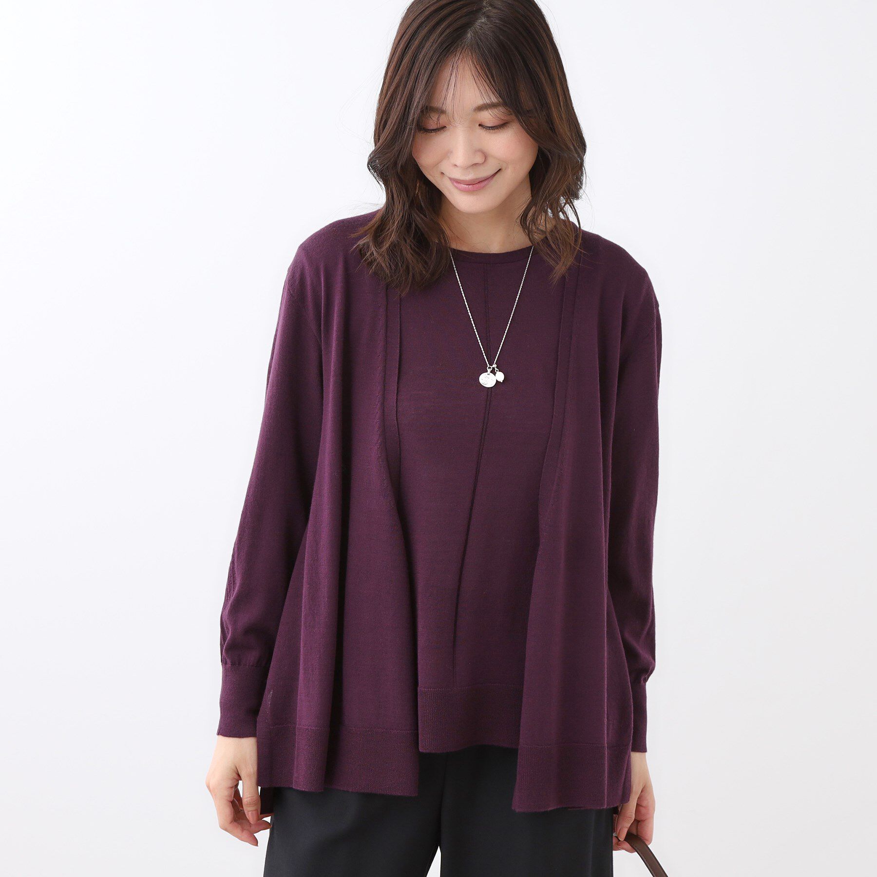 Reflect「【ちくちくしない／アンサンブル可／通勤におすすめ◎】オフボディ着流しカーディガン」|カーディガン|