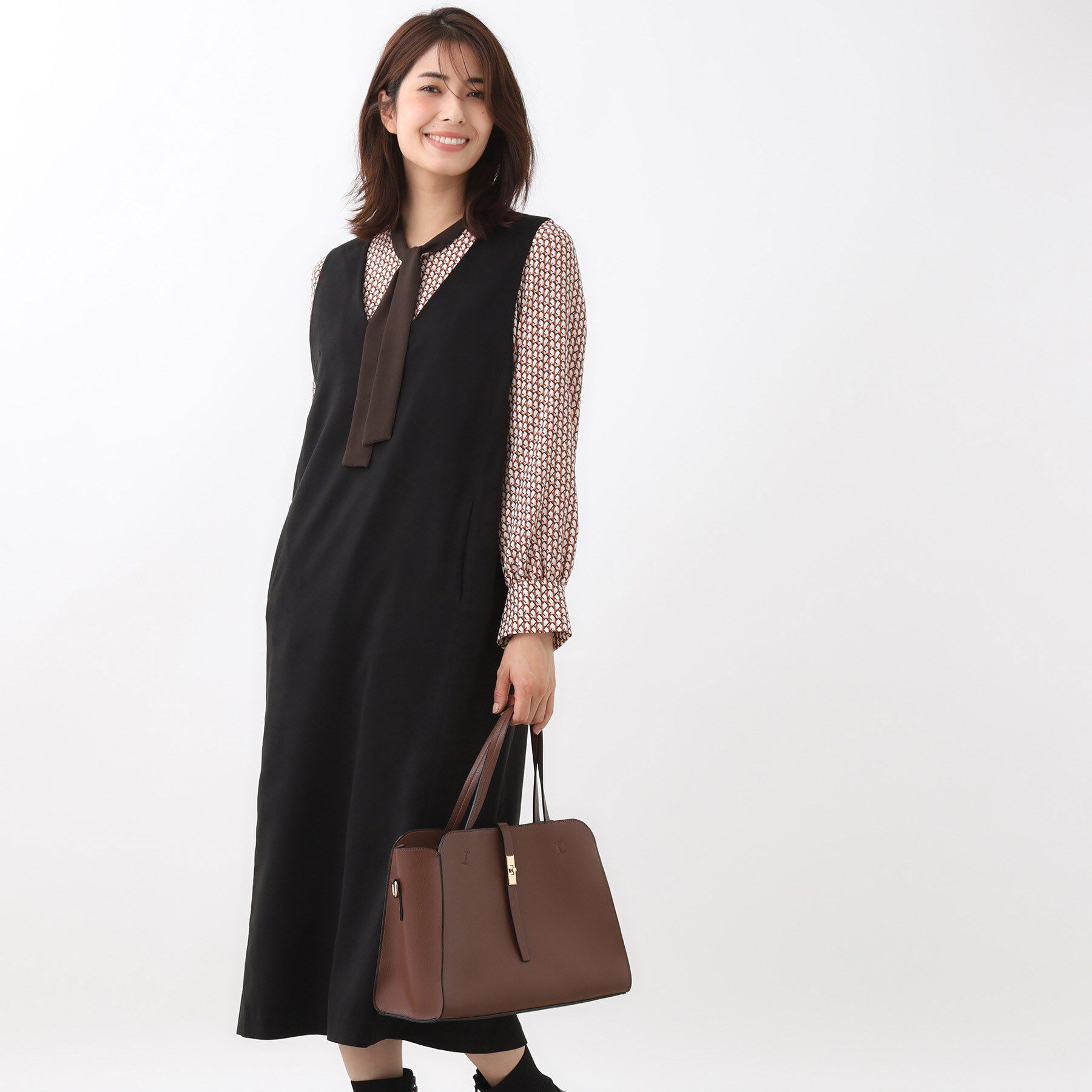 Reflect「【すっきりシルエット】スエードライクジャンパースカ―ト」|ワンピース|